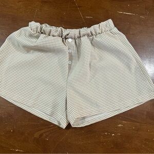 Blue Blush High Waist Gingham Shorts - Cream